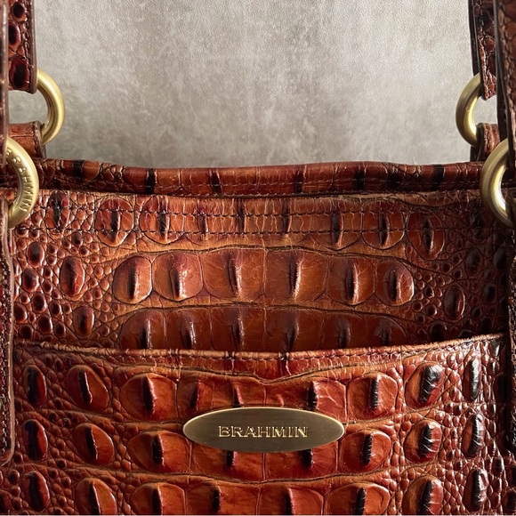 Brahmin Pecan Melbourne Asher Croc-Embossed Leather Shoulder Tote - Picture 5 of 12